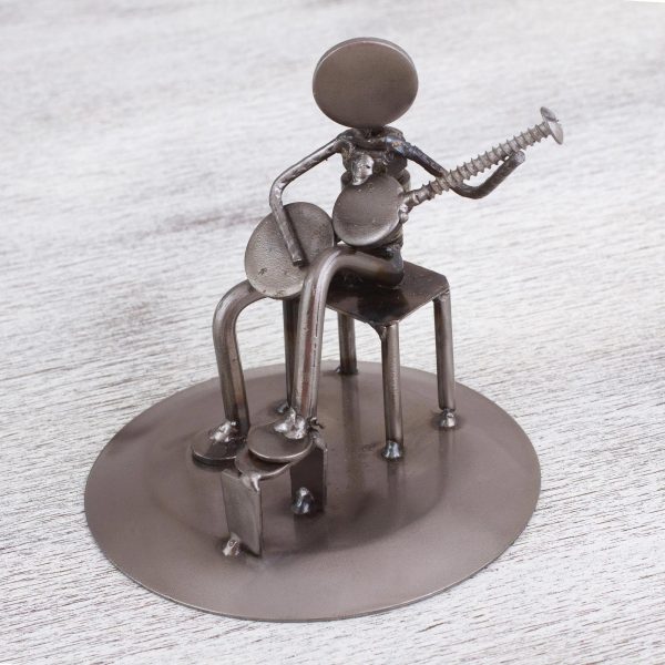 Rustic Guitar Serenade Rustic Auto Part Eco-Friendly Sculpture of a Guitarist on Sale