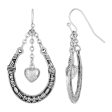 1928 Jewelry® Pewter Horseshoe With Hanging Heart Earring Discount