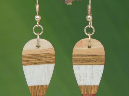 Woodland Leaves Striped Wood Dangle Earrings from Brazil Online now