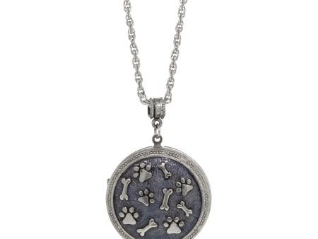 1928 Jewelry® Silver Tone Blue Enamel Round Paw And Bones Necklace 28  on Sale