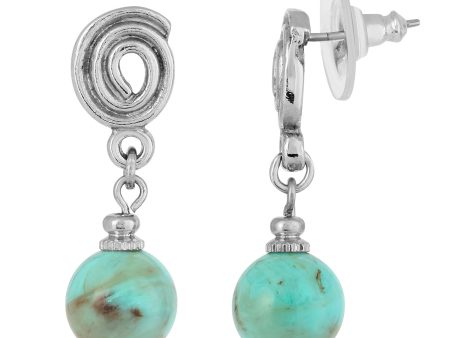 1928 Jewelry® Silver-Tone Imitation Turquoise Bead Drop Earrings Supply