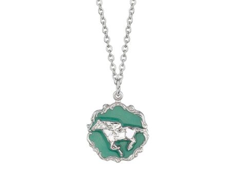 1928 Jewelry® Silver-Tone Turquoise Color Enamel Horse Pendant Necklace 16 Adj. For Sale