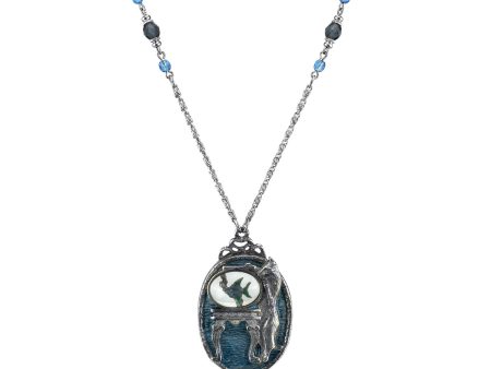 1928 Jewelry® Pewter Cat With Blue Enamel Fishbowl Beaded Necklace 30In Fashion