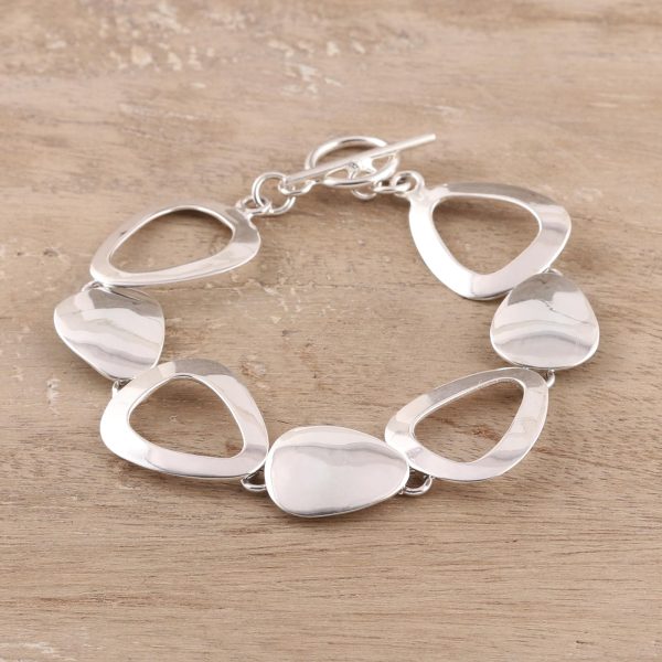 Abstract Sheen Abstract Sterling Silver Link Bracelet from India Online