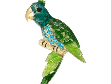 1928 Jewelry® Gold-Tone Green And Turquoise Color Parrot Bird Pin Hot on Sale