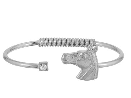 1928 Jewelry® Silver-Tone Clear Crystal And Horse Accent Hinge Bracelet For Cheap