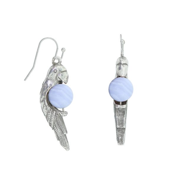 1928 Jewelry® Pewter Parrot Semi Precious Earrings For Discount