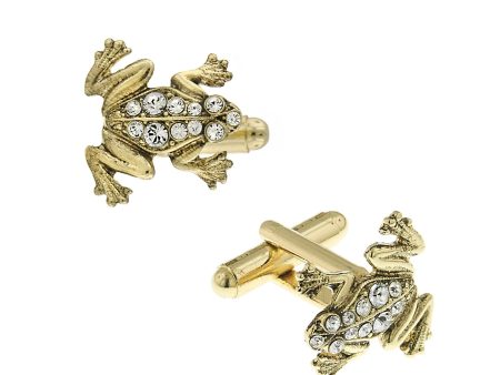 1928 Jewelry® 14K Gold Dipped Crystal Frog Cufflinks Fashion