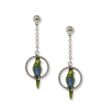 1928 Jewelry® Pewter Hoops With Blue & Green Enamel Parrot Drop Chain Earrings Hot on Sale