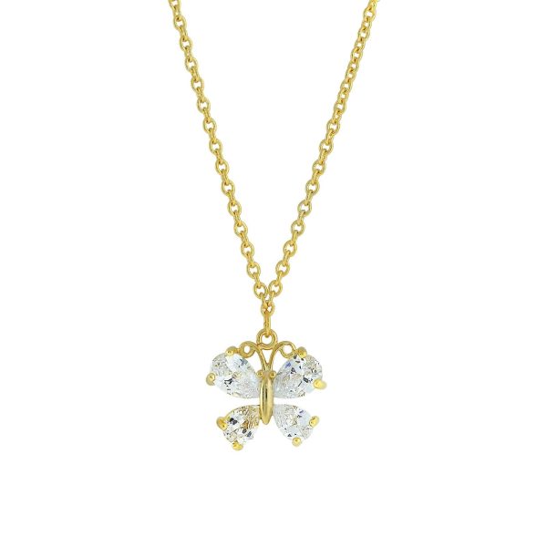 1928 Jewelry® 14K Gold-Dipped Cubic Zirconia Butterfly Pendant Necklace 16 Adj. For Discount