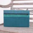 Lurik Guardian Teal  100% Cotton Teal Green Striped Tablet Sleeve from Indonesia Hot on Sale