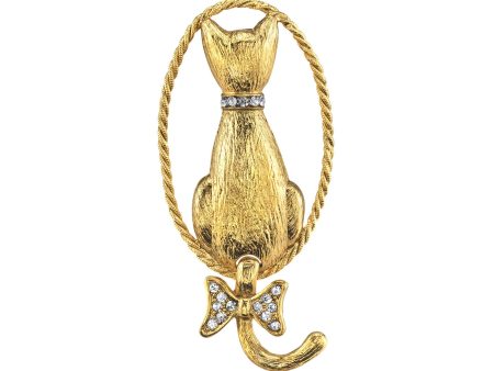 1928 Jewelry® Gold Tone Crystal Backwards Cat Pin Sale