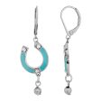 1928 Jewelry® Silver-Tone Enamel Turquoise Color With Crystal Accents Horsehoe Drop Earrings Supply