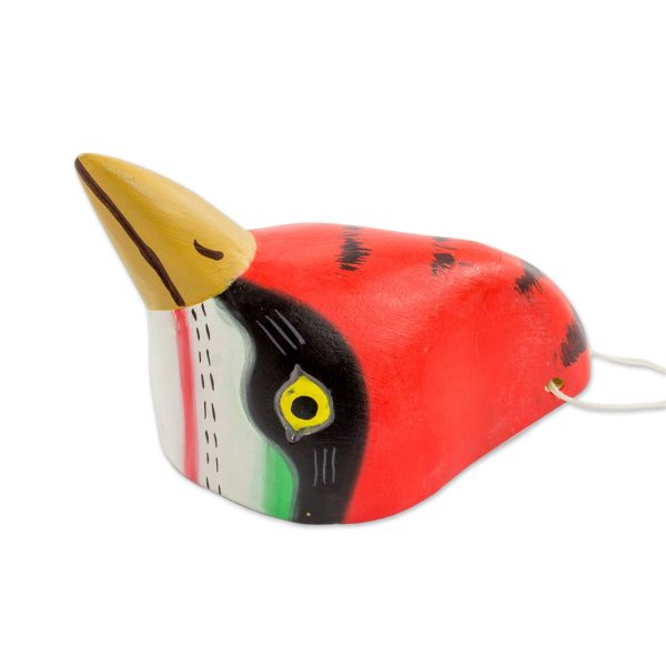 Woodpecker Handcrafted Pinewood Mask of a Woodpecker from Guatemala For Sale