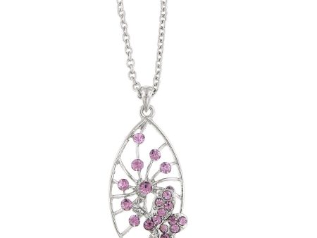 1928 Jewelry® Silver-Tone Lt. Amethyst Pave Butterfly Necklace Pendant Necklace 16 Adj. Discount