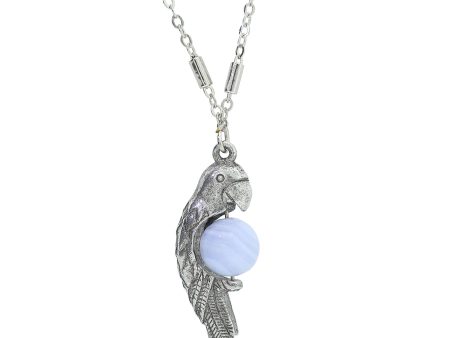 1928 Jewelry® Pewter Parrot With Blue Lace Agat Bead Necklace 16 Adj. For Cheap