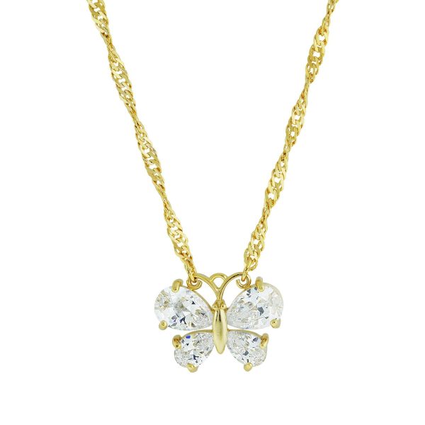 1928 Jewelry® 14K Gold-Dipped Cubic Zirconia Butterfly Necklace 16 Adj. Cheap