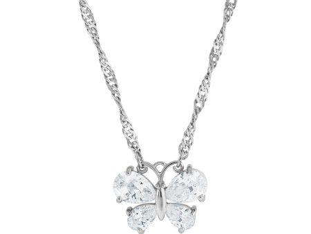 1928 Jewelry® Silver-Tone Cubic Zirconia Butterfly Necklace 16 Adj. Online now