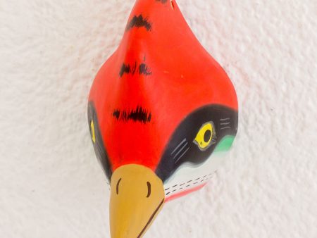 Woodpecker Handcrafted Pinewood Mask of a Woodpecker from Guatemala For Sale