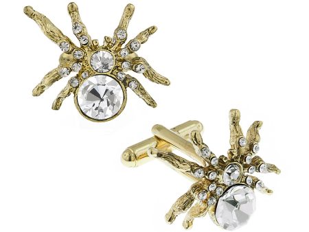 1928 Jewelry® 14K Gold Dipped Crystal Spider Cufflinks Hot on Sale