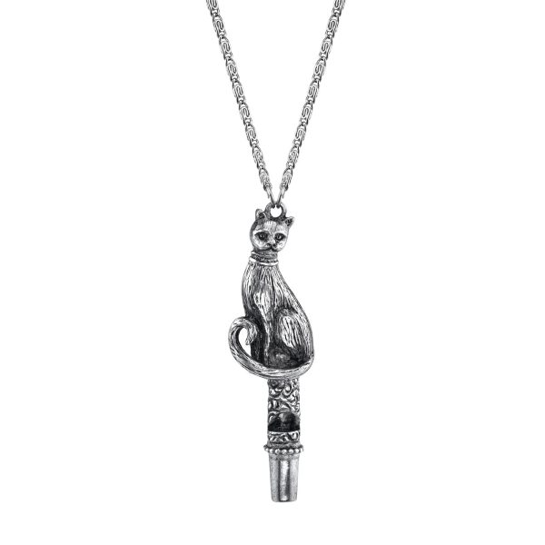 1928 Jewelry® Antiqued Pewter Cat Whistle Pendant Necklace 30In Discount