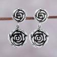 Adorable Beauty Rose-Shaped Sterling Silver Dangle Earrings from India Hot on Sale