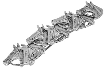 1928 Jewelry® Silver Tone Horse Heads Barrette Online Sale