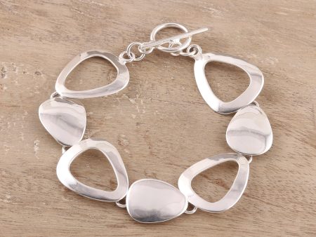 Abstract Sheen Abstract Sterling Silver Link Bracelet from India Online