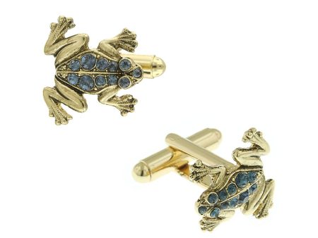 1928 Jewelry® 14K Gold Dipped Blue Crystal Frog Cufflinks Online now