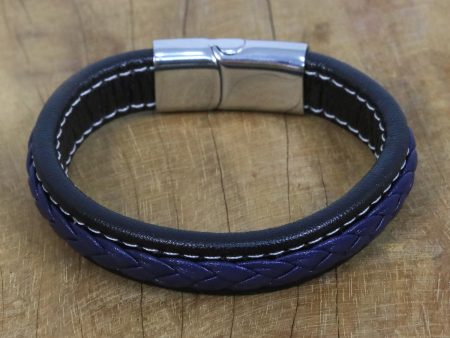 Worldly Spirit in Blue Blue Braided Leather Wristband Bracelet from Thailand Online