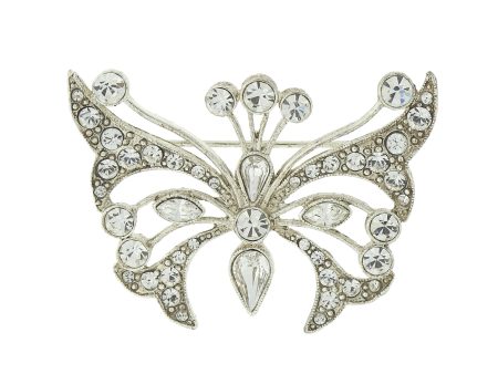 1928 Jewelry® Silver-Tone Crystal Butterfly Pin on Sale