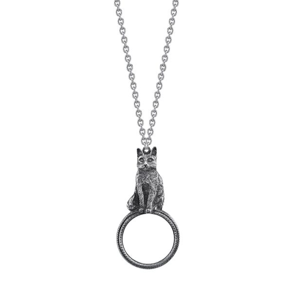 1928 Jewelry® Pewter Cat Magnifying Glass Pendant Necklace 30In Discount