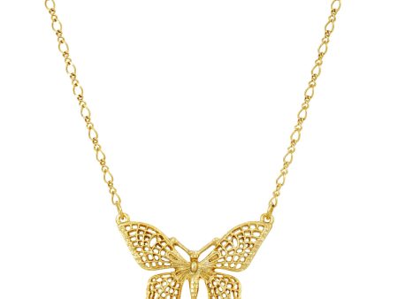 1928 Jewelry® Gold Tone Filigree Butterfly Pendant Necklace 16In Adj. Online now