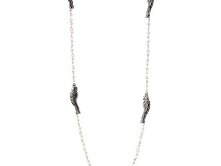 1928 Jewelry® Pewter Parrot Pearl Chain Necklace 36  on Sale