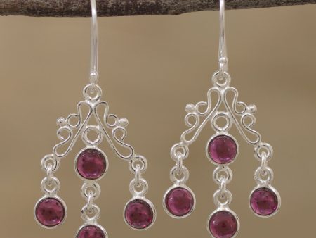 Wonderful Cascade Natural Garnet Chandelier Earrings from India Discount