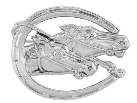 1928 Jewelry® Silver-Tone Horseshoe And Horses Pin For Sale