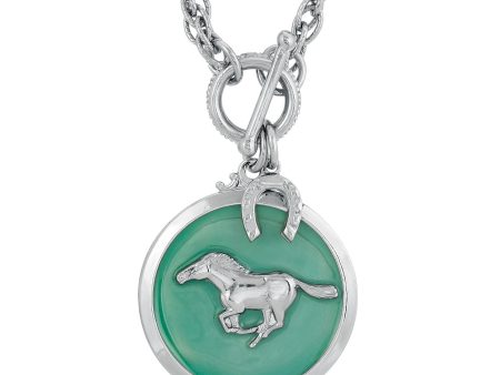 1928 Jewelry® Silver-Tone Turquoise Color Enamel Horse Pendant Toggle Necklace 18  Online now