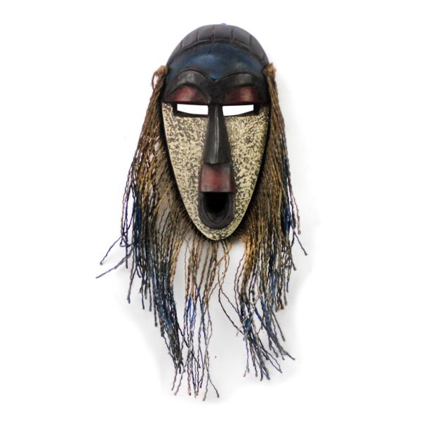 Abajo Jute Bearded African Wood Mask from Ghana Discount