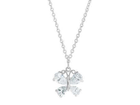 1928 Jewelry® Silver-Tone Cubic Zirconia Butterfly Pendant Necklace 16 Adj. on Sale