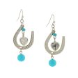 1928 Jewelry® Silver-Tone Imitiation Turquoise Horseshoe And Suspended Heart Drop Earrings Hot on Sale