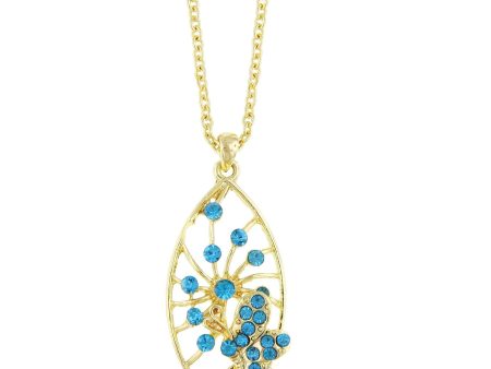 1928 Jewelry® Gold-Tone Aqua Pave Butterfly Pendant Necklace 16 Adj. Online