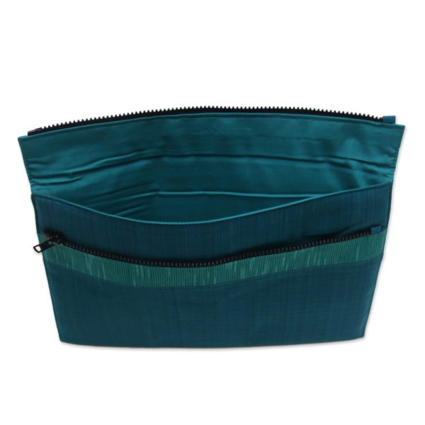 Lurik Guardian Teal  100% Cotton Teal Green Striped Tablet Sleeve from Indonesia Hot on Sale