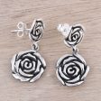 Adorable Beauty Rose-Shaped Sterling Silver Dangle Earrings from India Hot on Sale